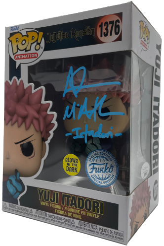 ADAM MCARTHUR YUJI ITADORI JUJUTSU KAISEN AUTOGRAPHED FUNKO POP! #1376 JSA CERTIFIED COA